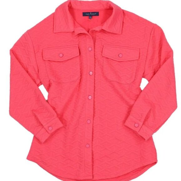 Simply Southern Quilted Collared Pink Button Down Shacket Jacket Size XL NEW - Picture 1 of 2